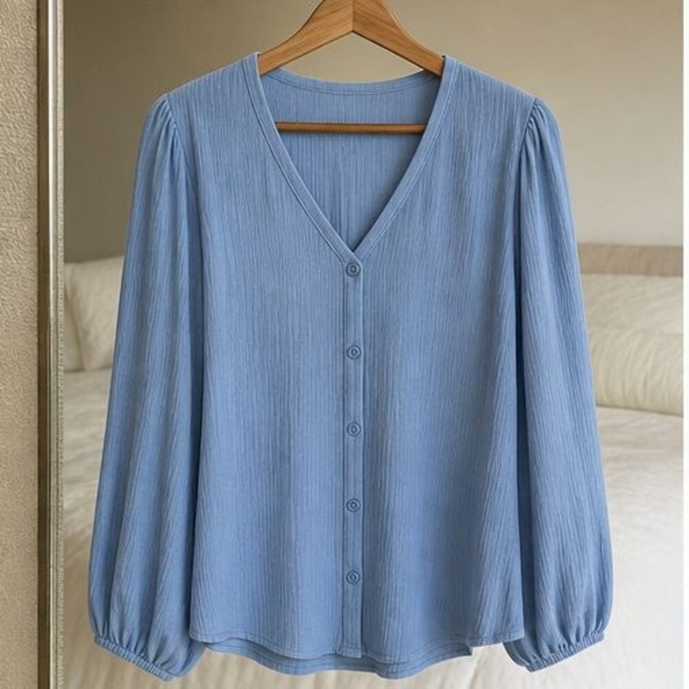 Blue Button Blouse